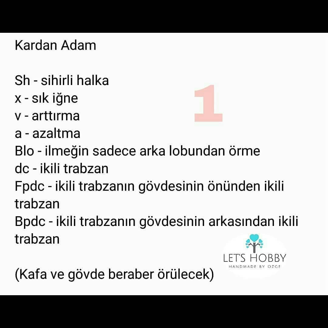 Ücretsiz Kar Adamı Amigurumi Örgü Şeması