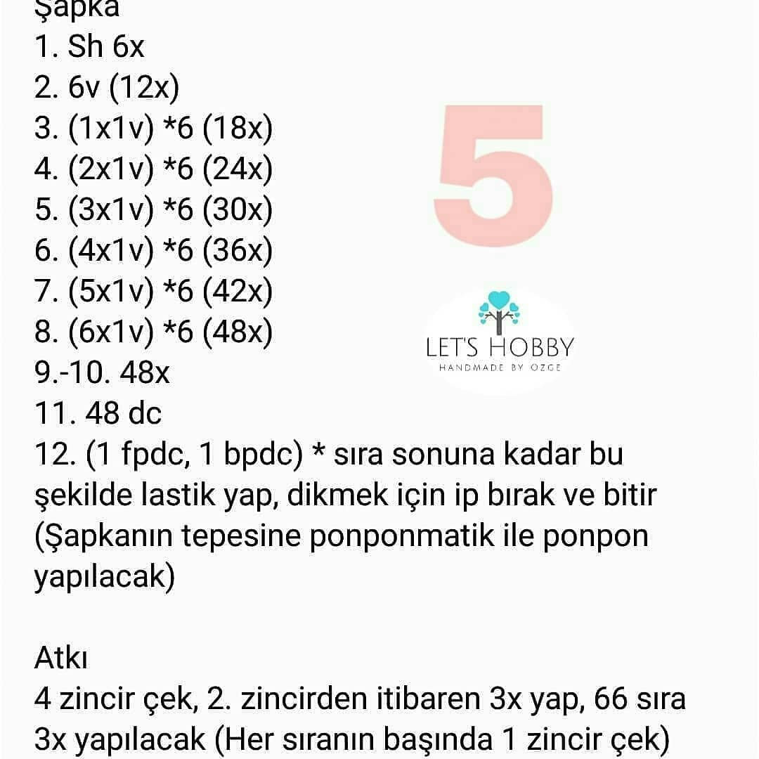 Ücretsiz Kar Adamı Amigurumi Örgü Şeması