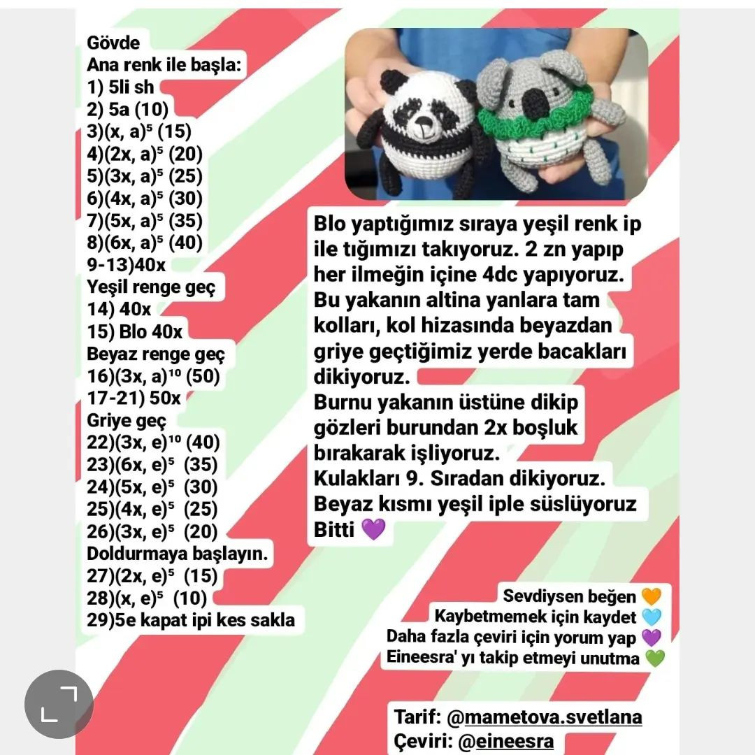 Ücretsiz Koala Amigurumi Tığ İşi Tarifi