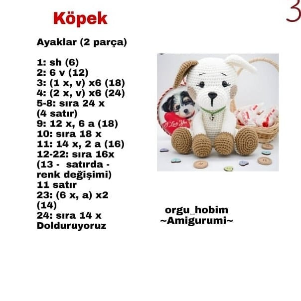 Ücretsiz Köpek Amigurumi Tığ İşi Tarifi