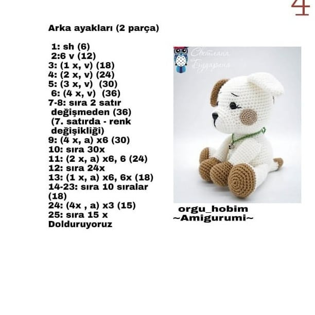 Ücretsiz Köpek Amigurumi Tığ İşi Tarifi
