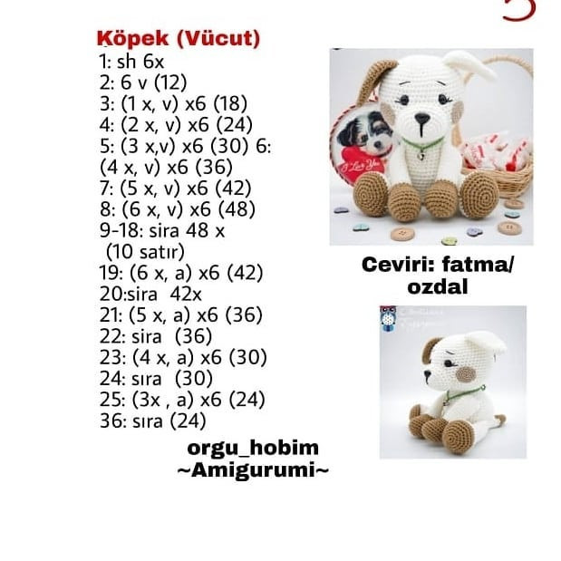 Ücretsiz Köpek Amigurumi Tığ İşi Tarifi