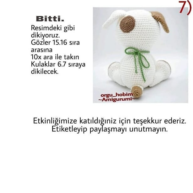 Ücretsiz Köpek Amigurumi Tığ İşi Tarifi