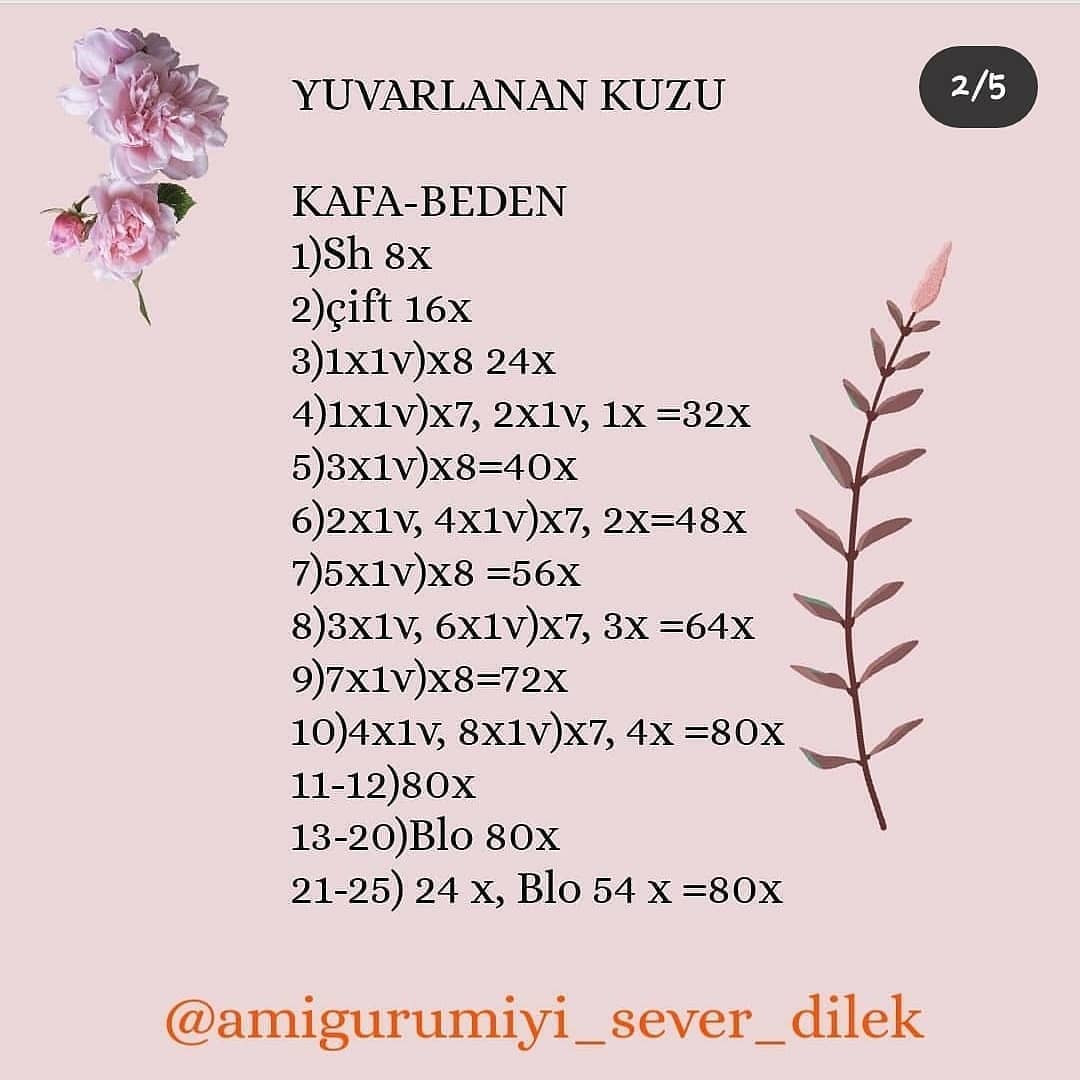 Ücretsiz Kuzu Amigurumi Şeması