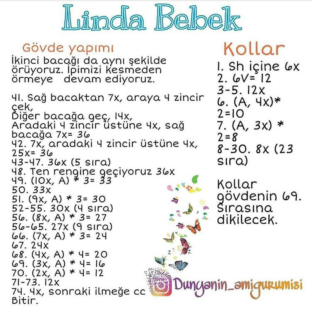 Ücretsiz Linda Bebek Amigurumi Şeması
