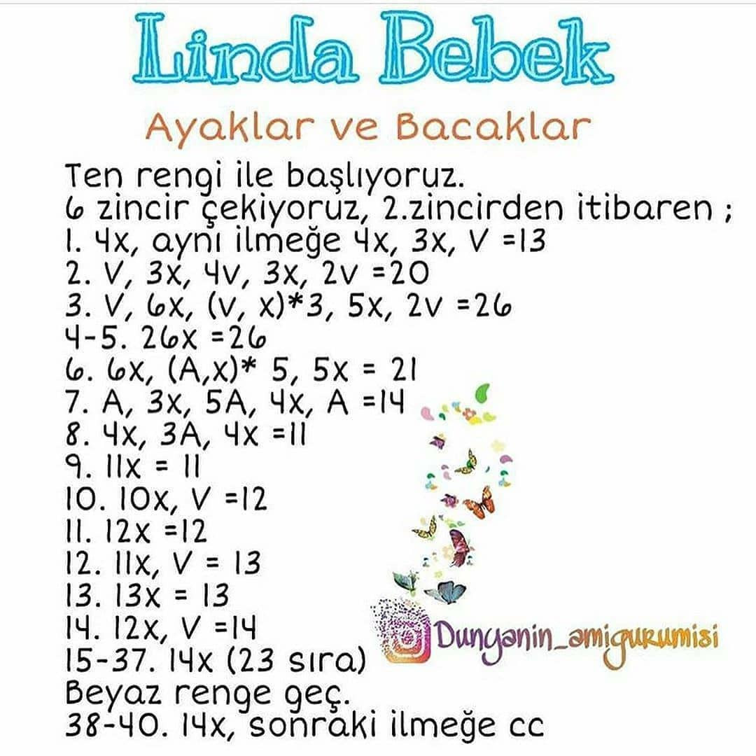 Ücretsiz Linda Bebek Amigurumi Şeması