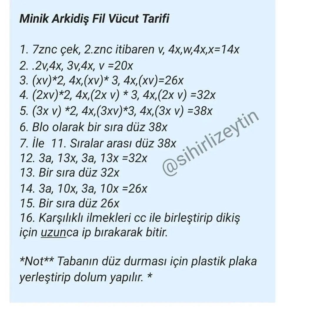 Ücretsiz Minik Fil Amigurumi Tarifi