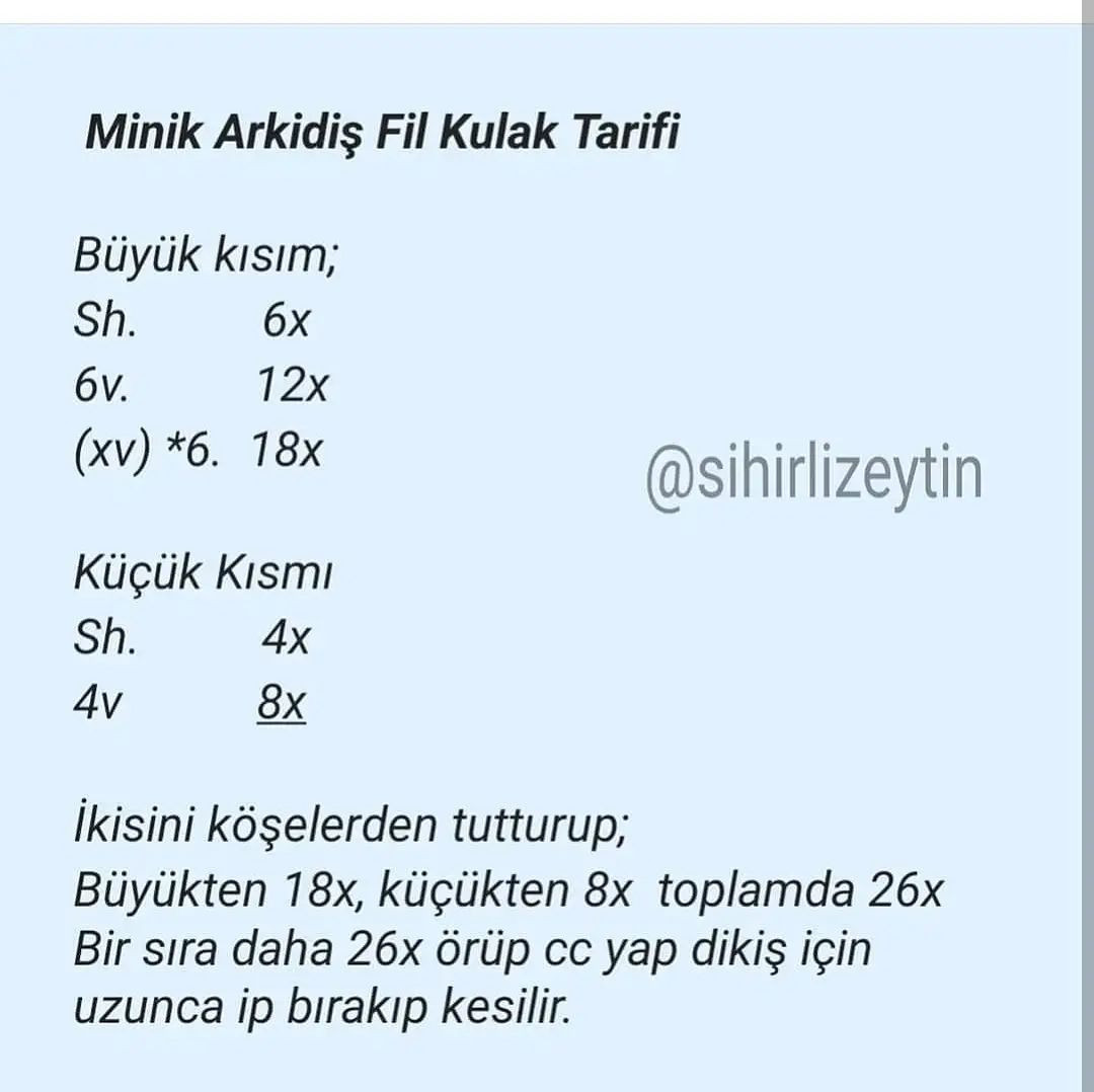 Ücretsiz Minik Fil Amigurumi Tarifi