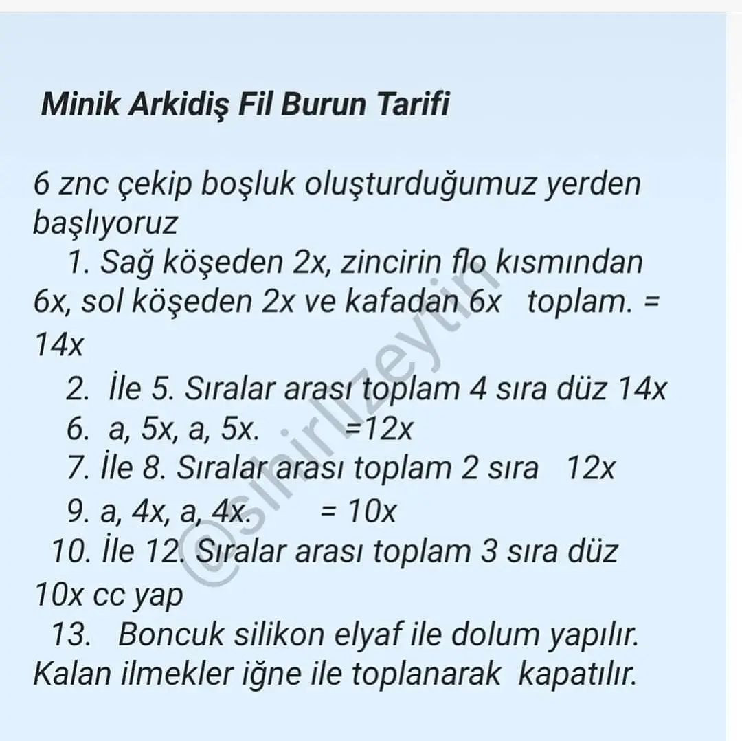 Ücretsiz Minik Fil Amigurumi Tarifi