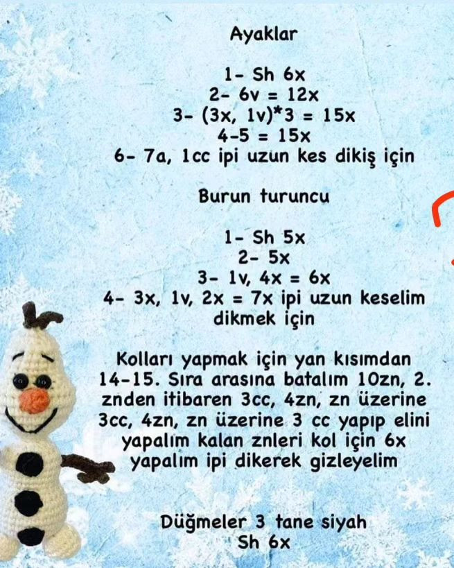 Ücretsiz Olaf Amigurumi Tarifi