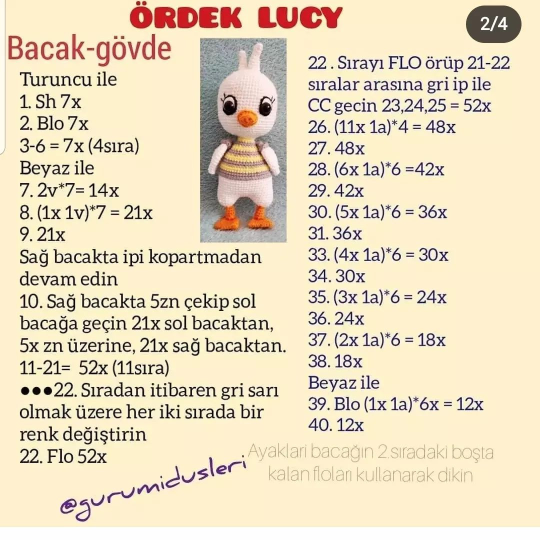 Ücretsiz Ördek Lucy Amigurumi Tarifi