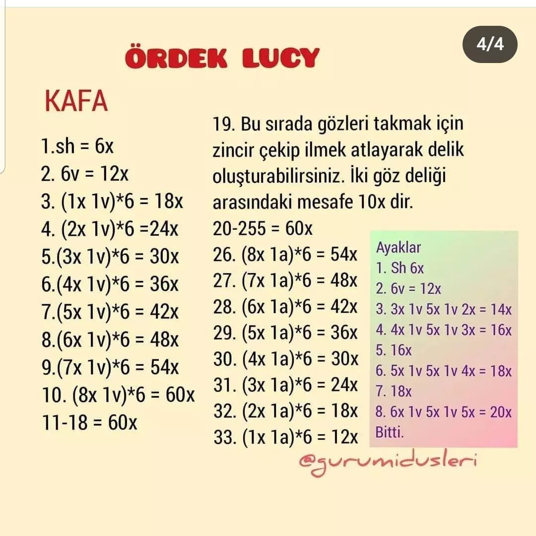 Ücretsiz Ördek Lucy Amigurumi Tarifi