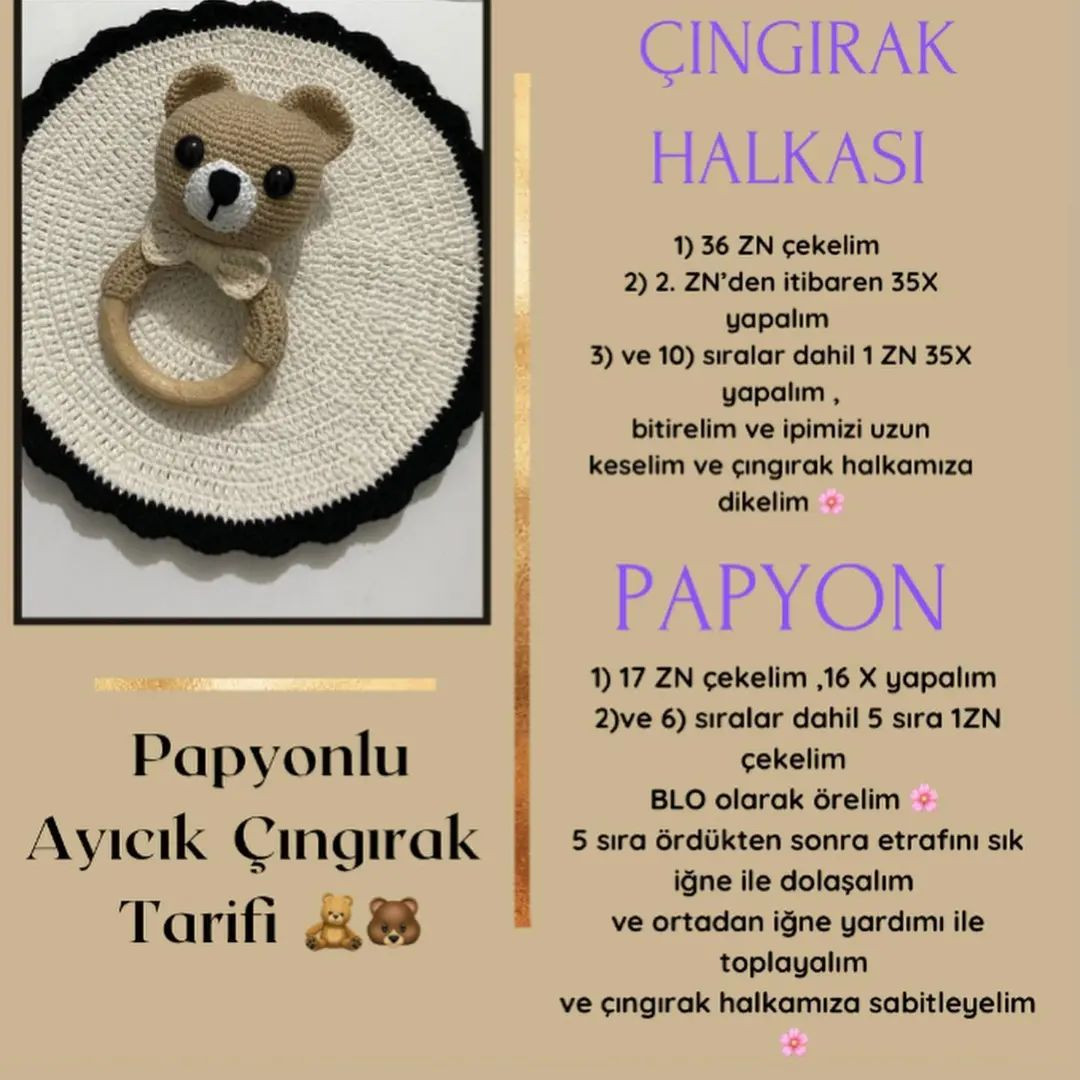 Ücretsiz Papyonlu Ayıcık Çıngırak Tığ İşi Yapımı