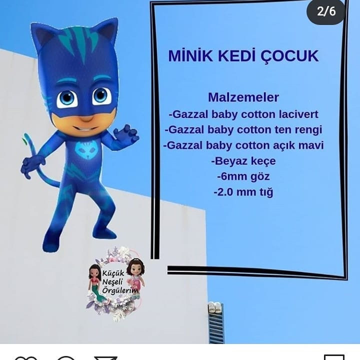 Ücretsiz PJ Masks Kedici Kız Amigurumi Tığ İşi Şeması