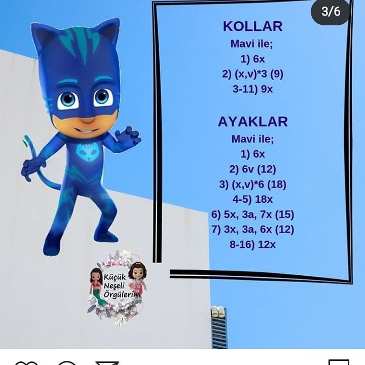 Ücretsiz PJ Masks Kedici Kız Amigurumi Tığ İşi Şeması