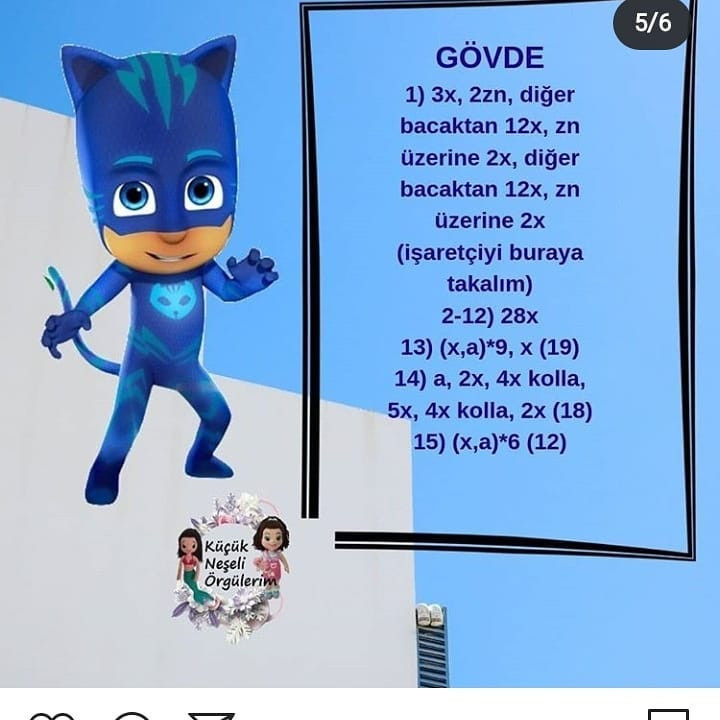 Ücretsiz PJ Masks Kedici Kız Amigurumi Tığ İşi Şeması