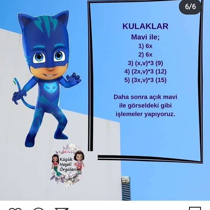 Ücretsiz PJ Masks Kedici Kız Amigurumi Tığ İşi Şeması