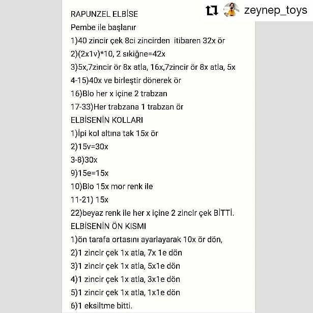 Ücretsiz Rapunzel Bebek Tığ İşi Örgü Tarifi