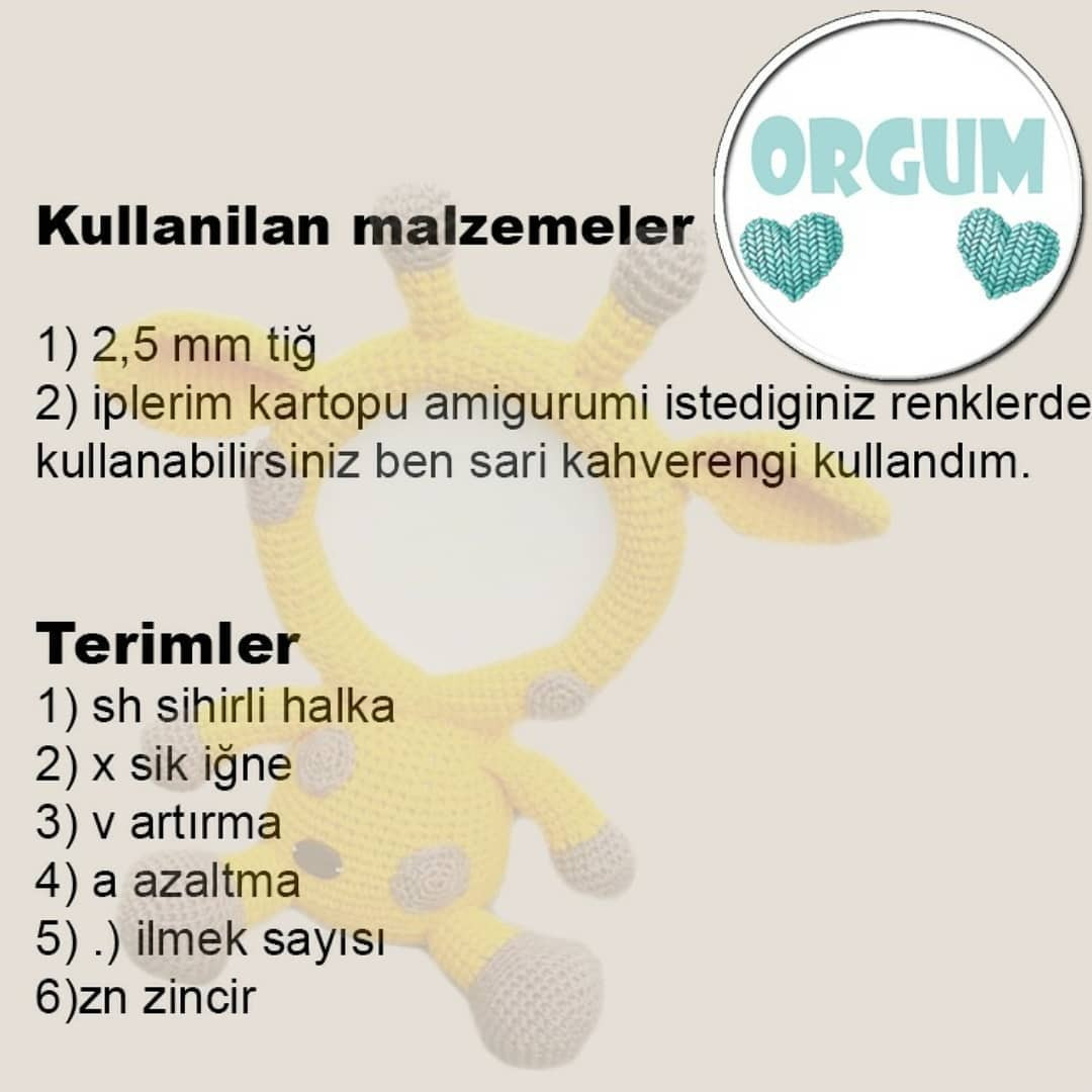 Ücretsiz Resimli Zürafa Amigurumi Yapımı