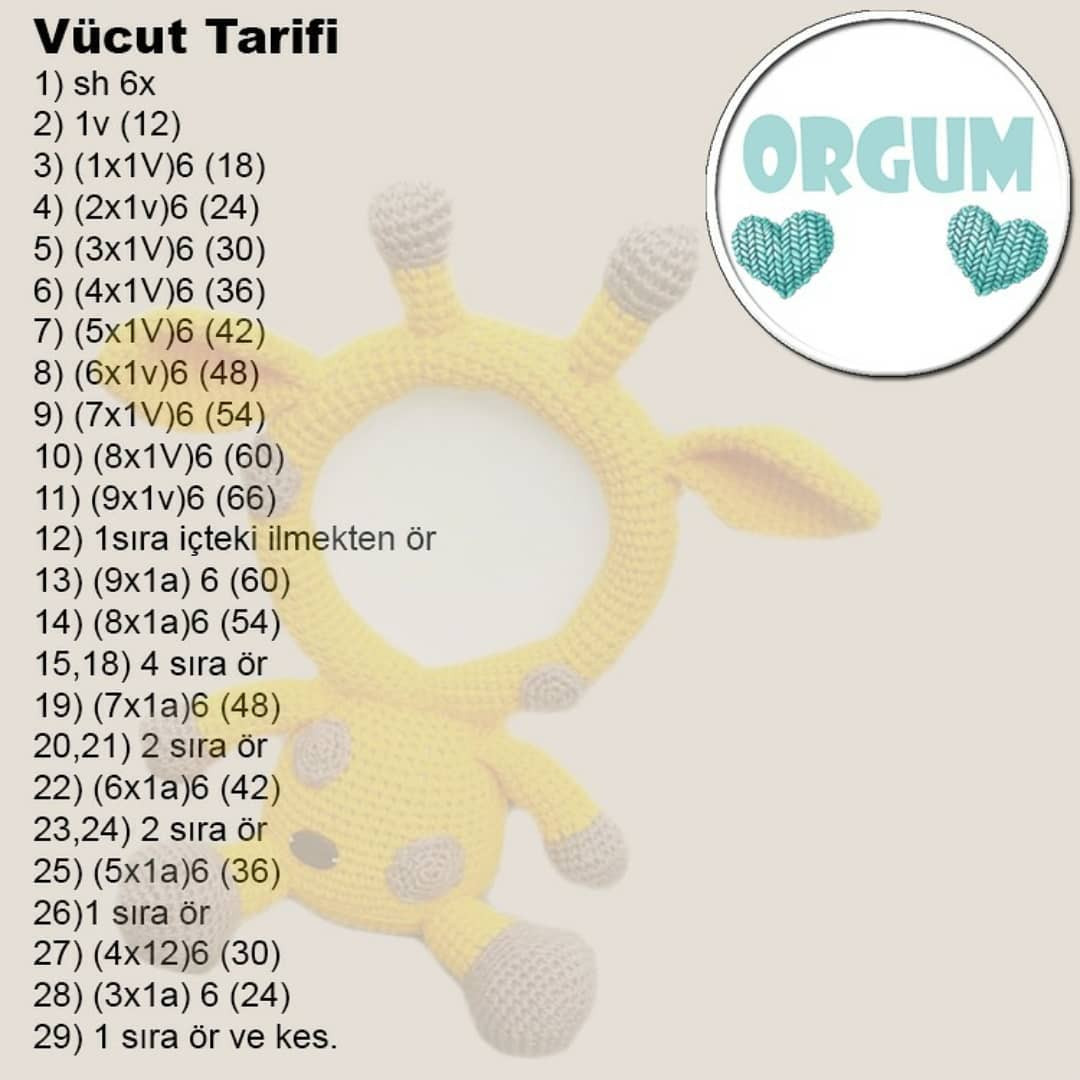 Ücretsiz Resimli Zürafa Amigurumi Yapımı