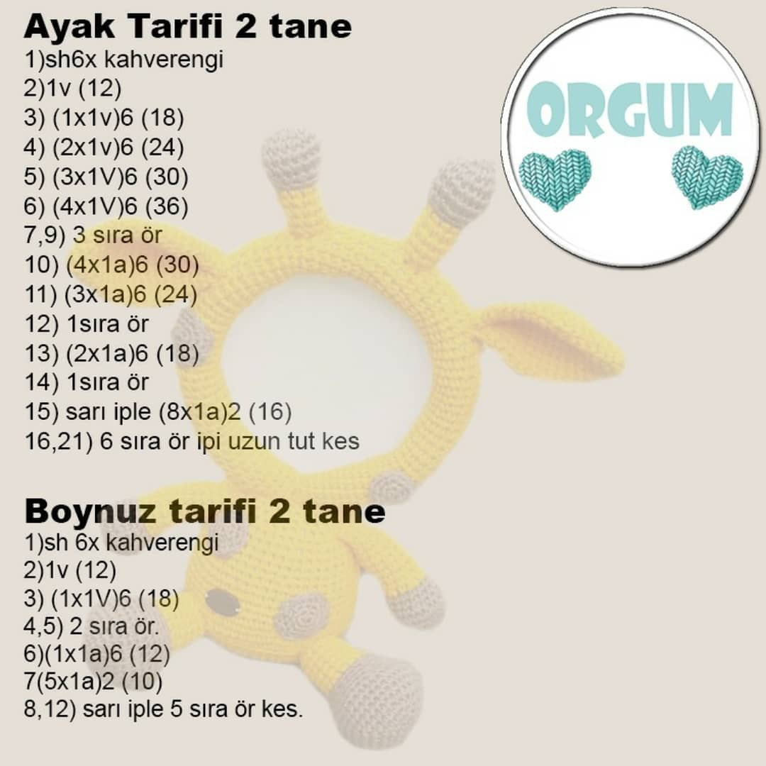 Ücretsiz Resimli Zürafa Amigurumi Yapımı