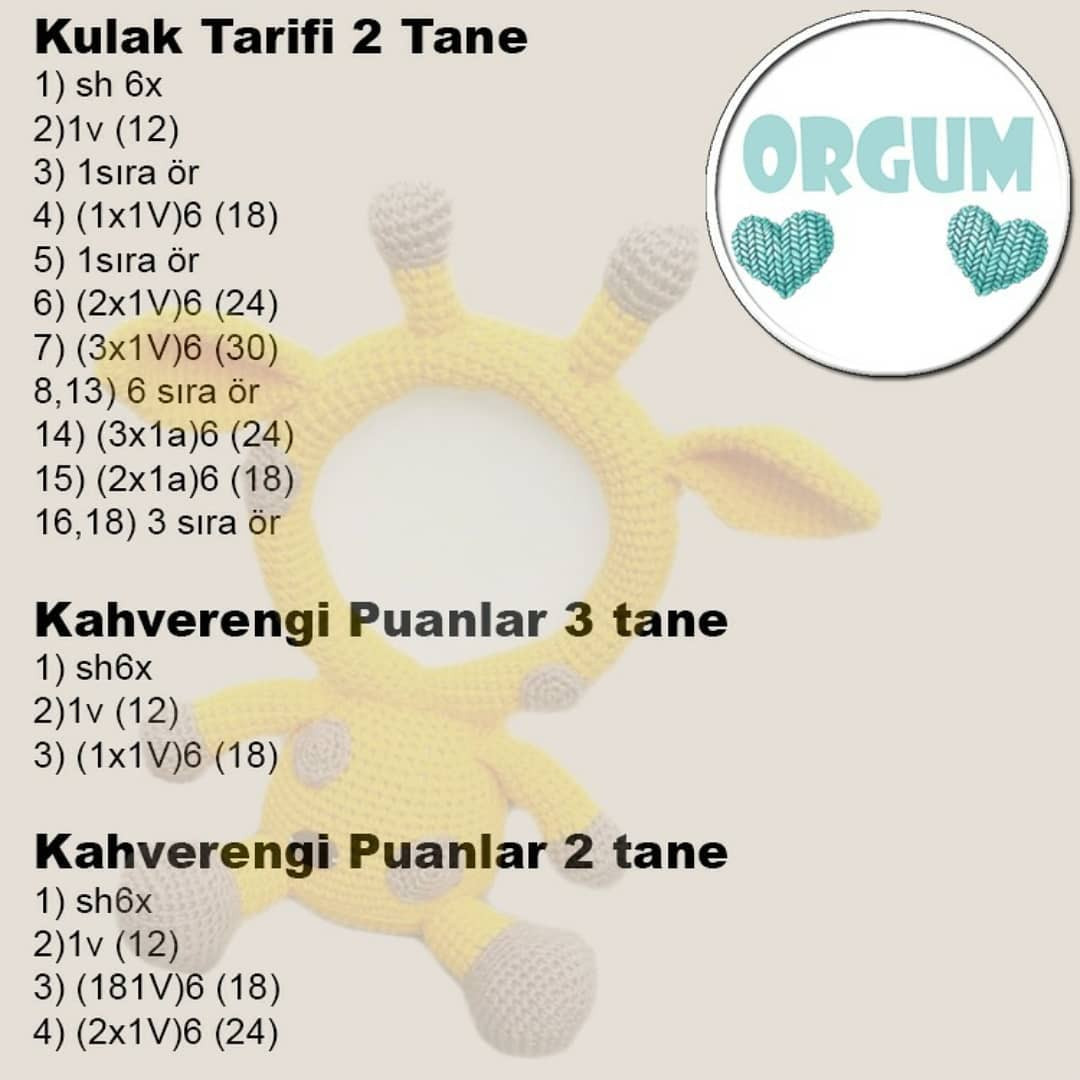 Ücretsiz Resimli Zürafa Amigurumi Yapımı