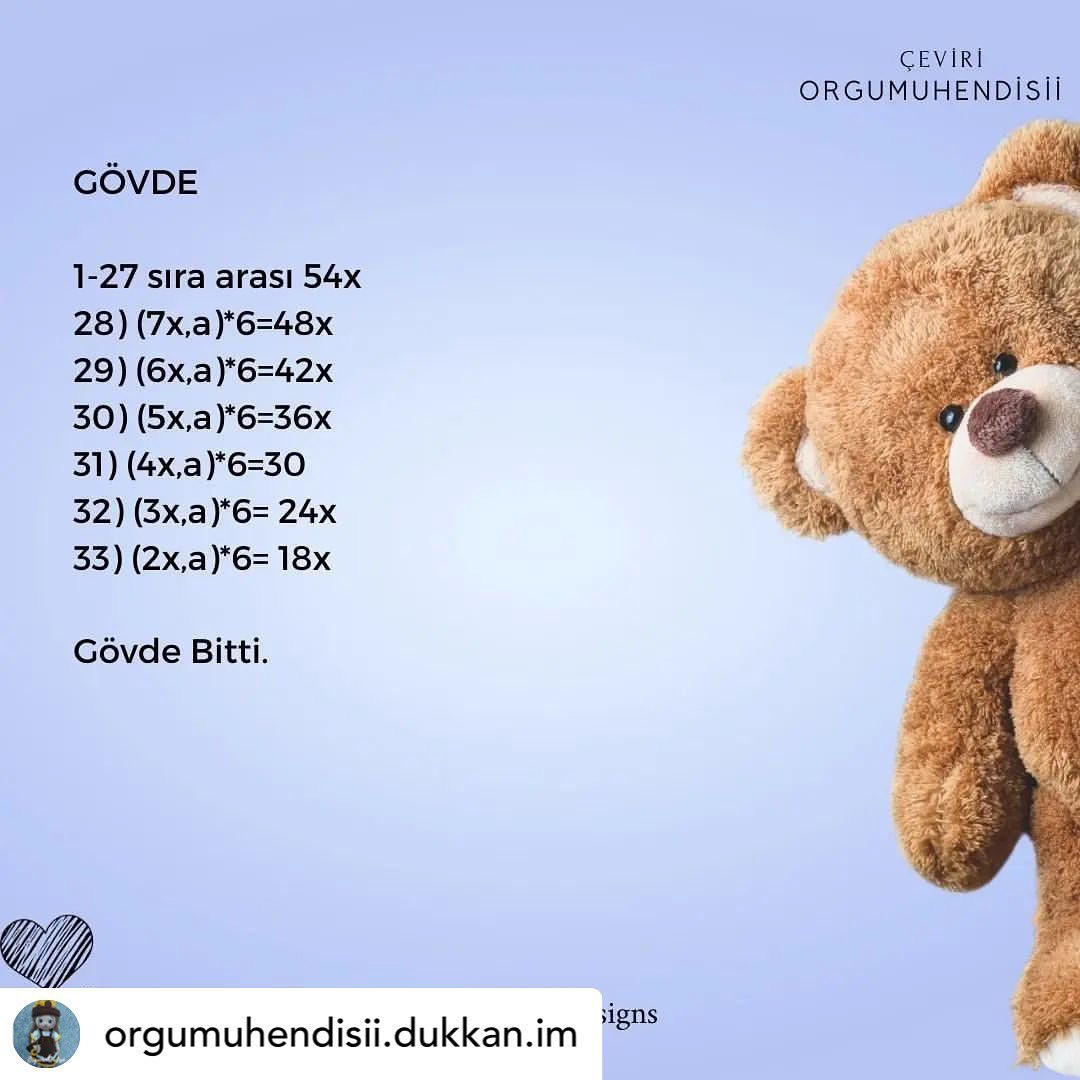 Ücretsiz Sevgililer Günü Ayıcık Amigurumi Tarifi