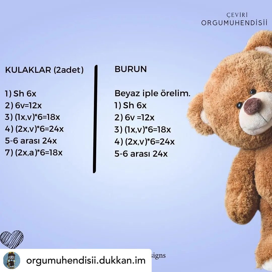 Ücretsiz Sevgililer Günü Ayıcık Amigurumi Tarifi