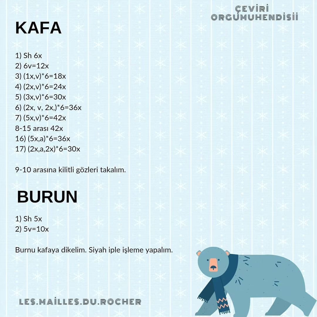 Ücretsiz Sevimli Ayıcık Amigurumi Tarifi Örmesi çok kolay hemencik bitecek bir tarif çevirisi bırakıyorum. Yapacak olanlara şimdiden kolay gelsin.❣️