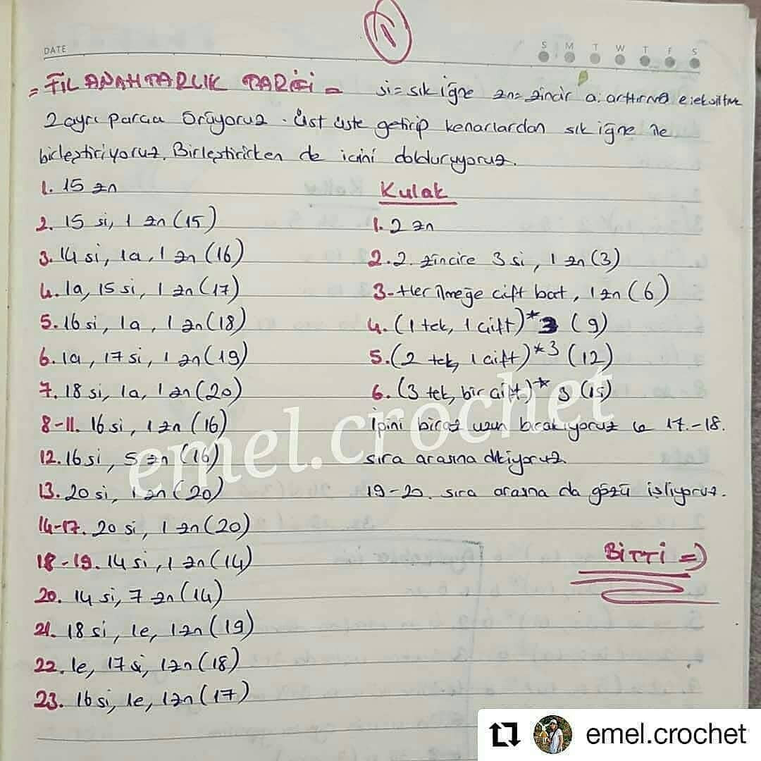 Ücretsiz Sevimli Fil Anahtarlık Tığ Örgü Şeması