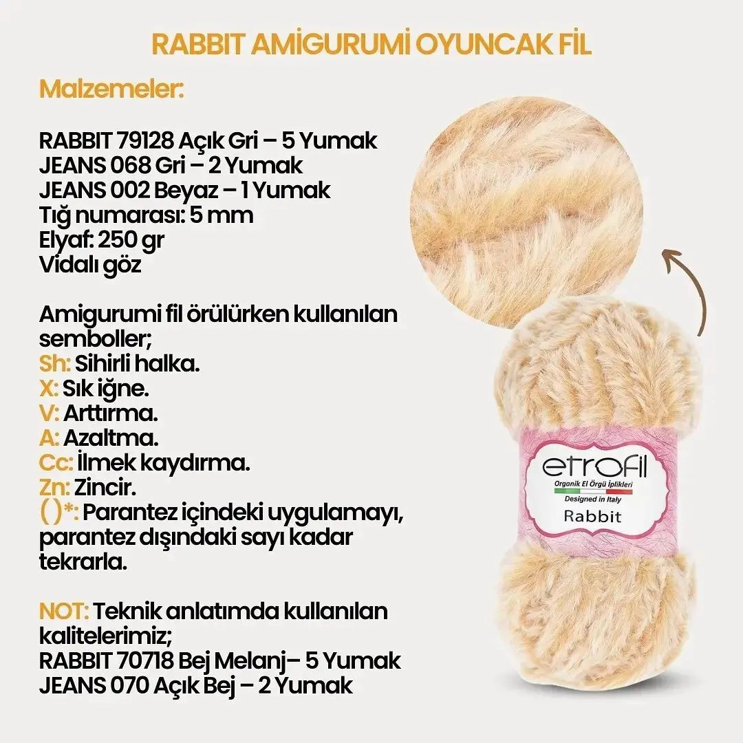 Ücretsiz Sevimli Fil Oyuncak Tığ İşi Tarifi