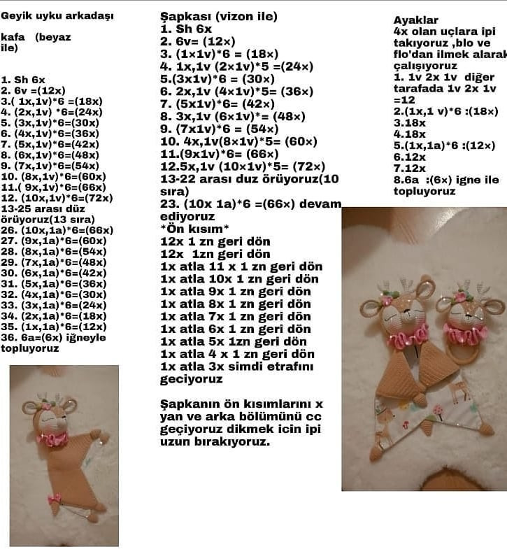 Ücretsiz sevimli geyik amigurumi modeli