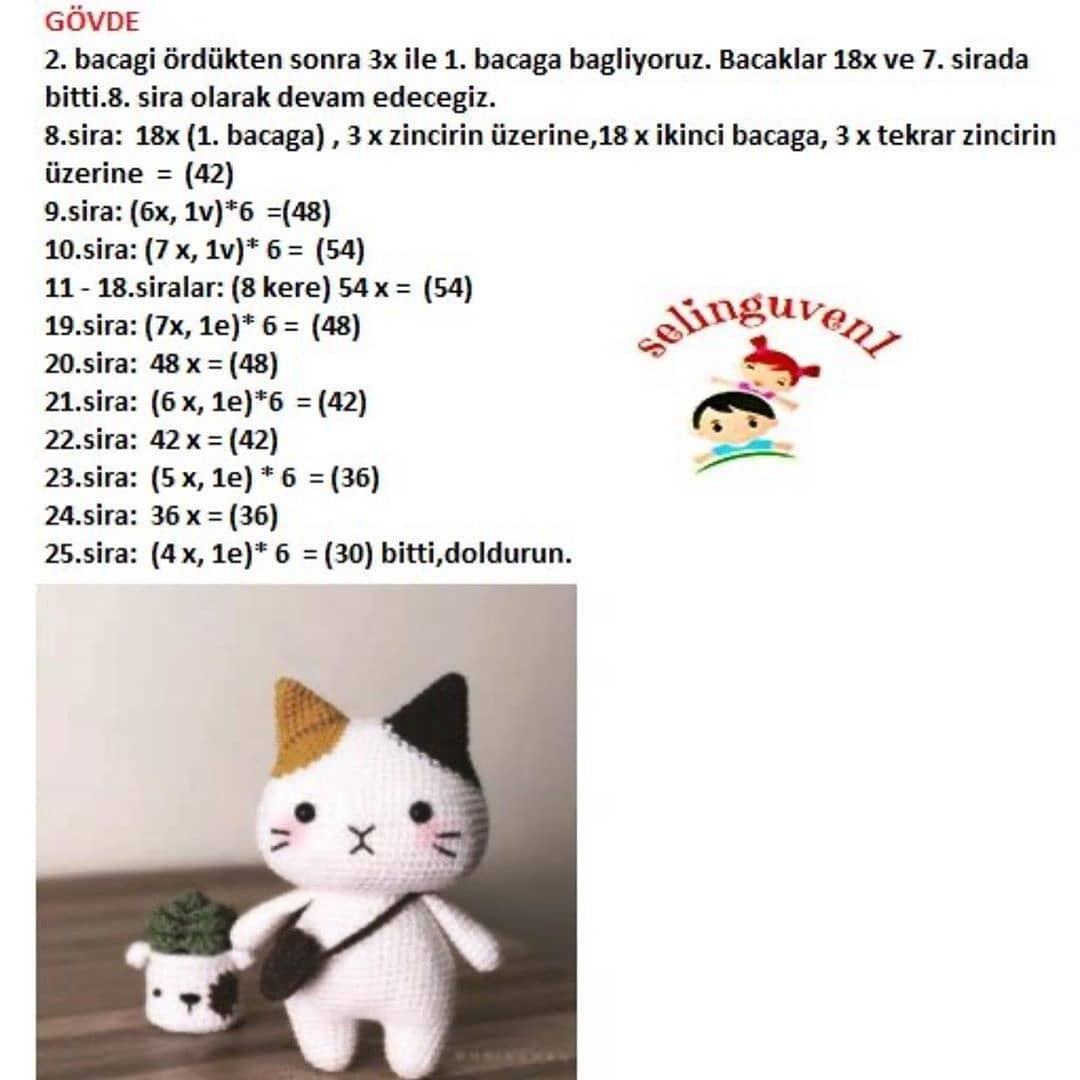 Ücretsiz Sevimli Kedi Amigurumi Tarifi