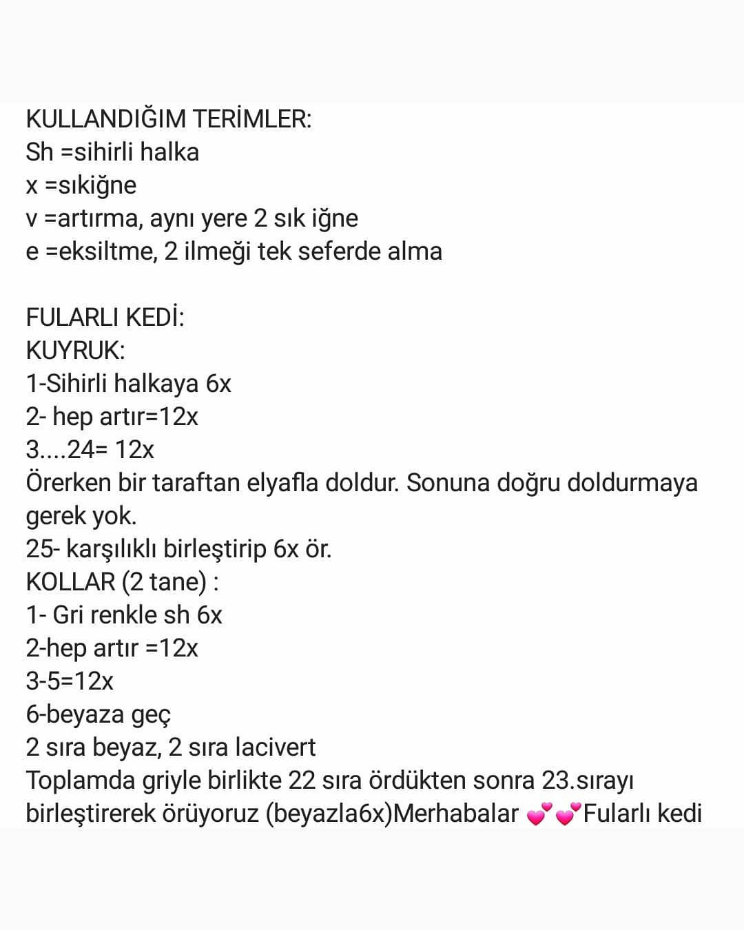 Ücretsiz Sevimli Kedi Amigurumi Tığ İşi Tarifi