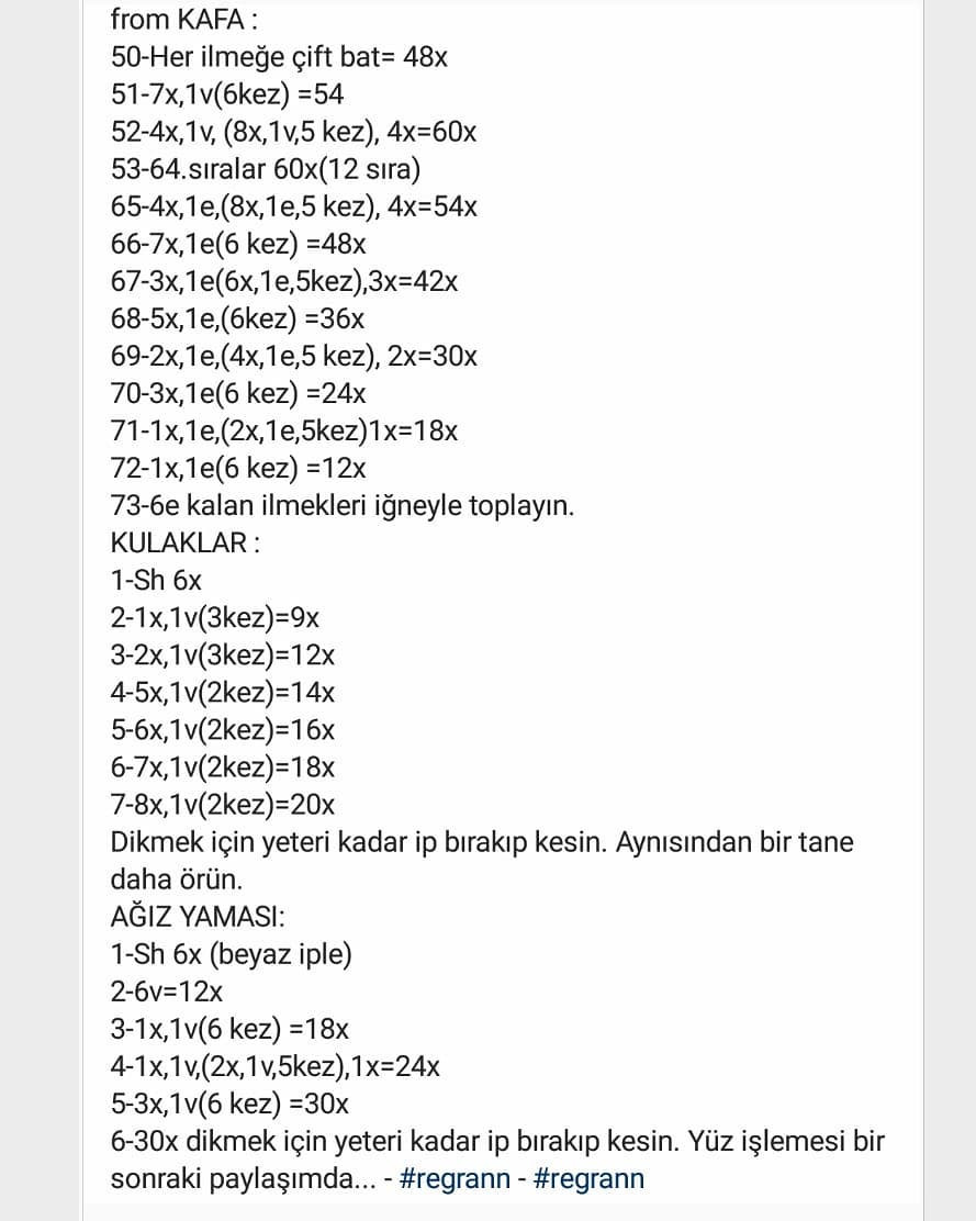 Ücretsiz Sevimli Kedi Amigurumi Tığ İşi Tarifi