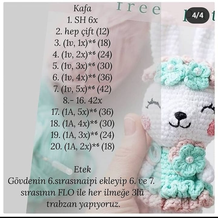 Ücretsiz sevimli tavşan amigurumi modeli