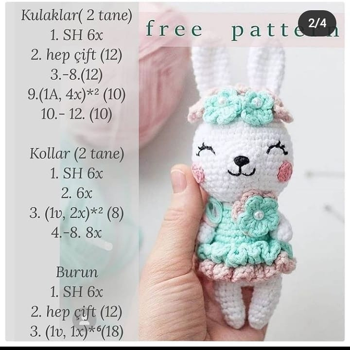 Ücretsiz sevimli tavşan amigurumi modeli