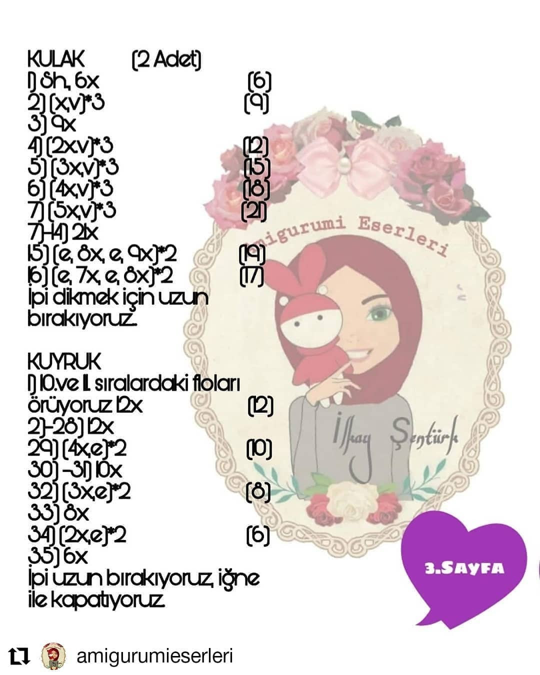 Ücretsiz Sevimli Tavşan Amigurumi Şeması