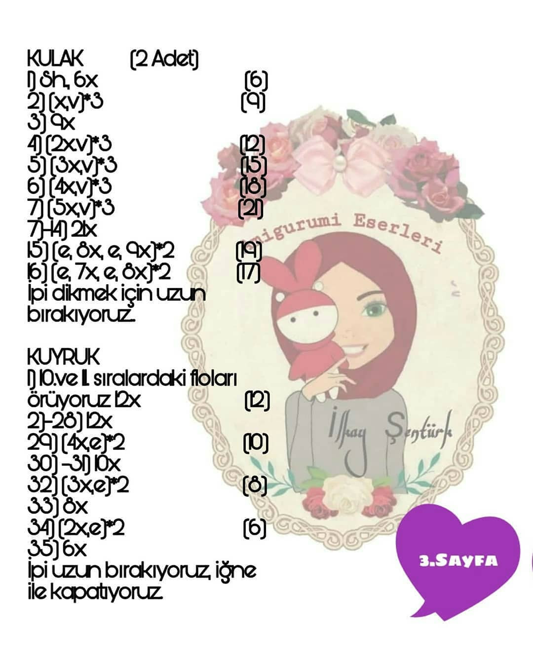 Ücretsiz Sevimli Tavşan Amigurumi Şeması