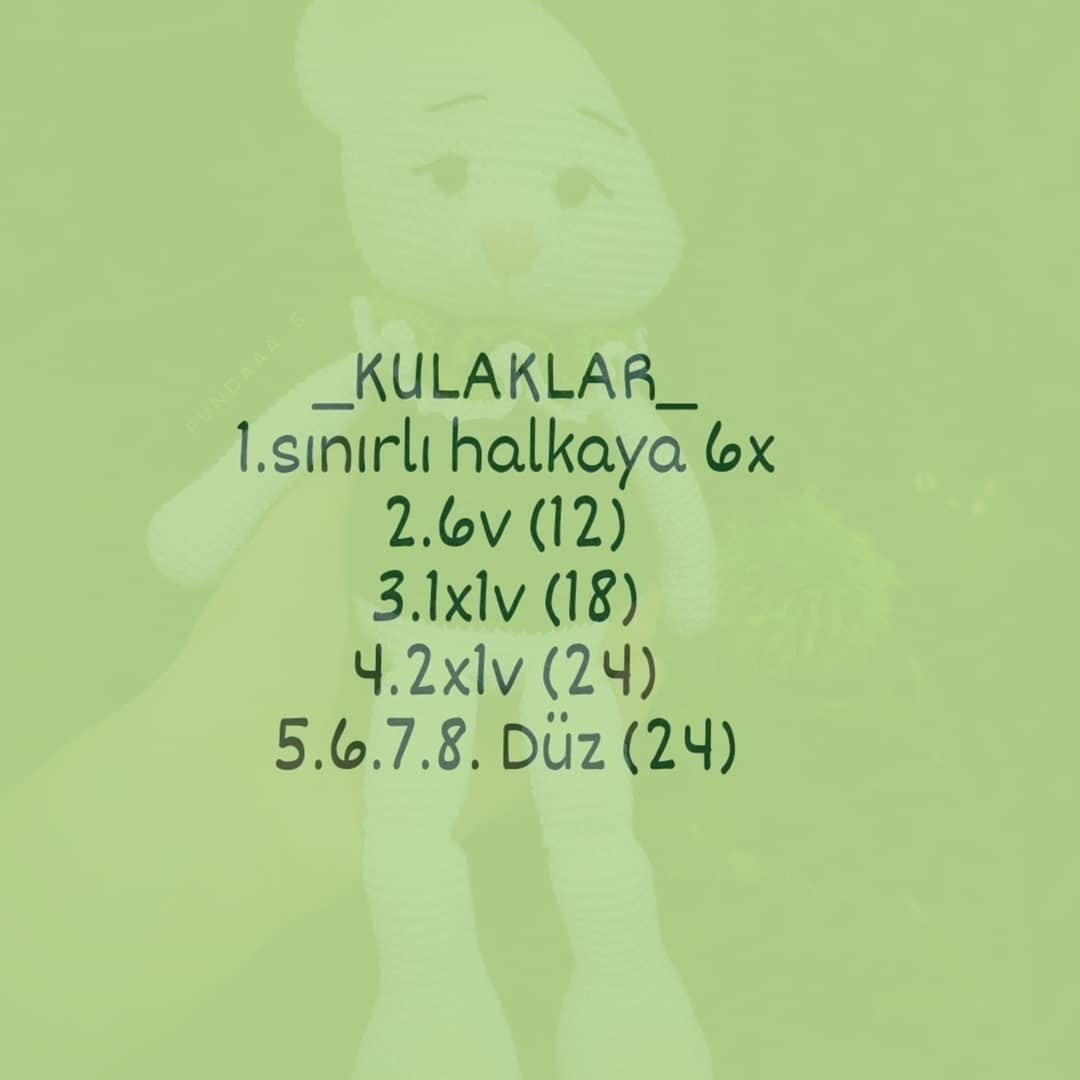 Ücretsiz Sevimli Tavşan Amigurumi Tığ İşi Şeması