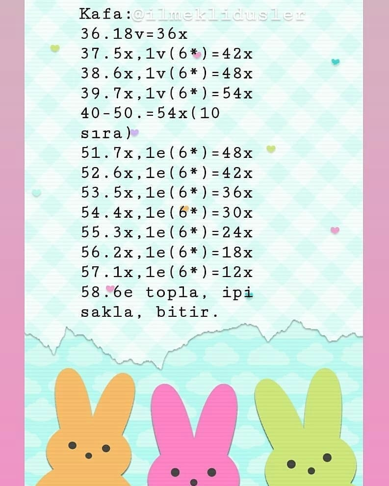 Ücretsiz Sevimli Tavşan Amigurumi Tığ İşi Tarifi bahartadındaörgüler
