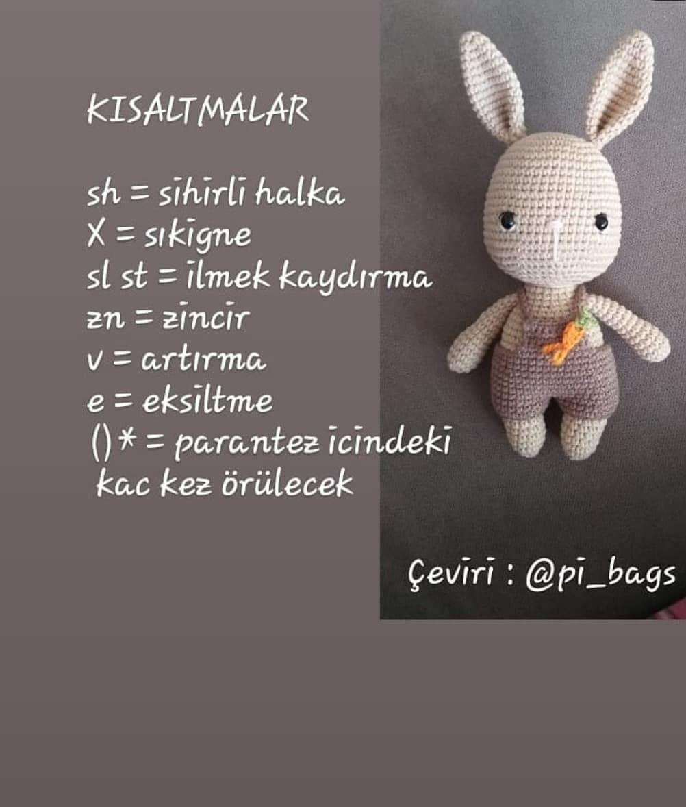 Ücretsiz Sevimli Tavşan Amigurumi Yapım Tarifi