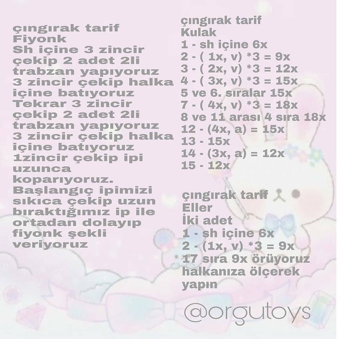 Ücretsiz Sevimli Tavşan Seti Tığ İşi Tarifi