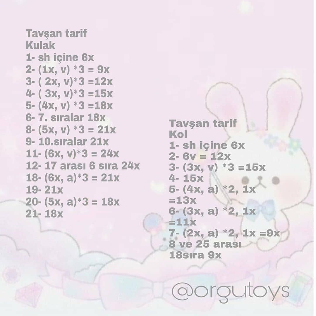 Ücretsiz Sevimli Tavşan Seti Tığ İşi Tarifi