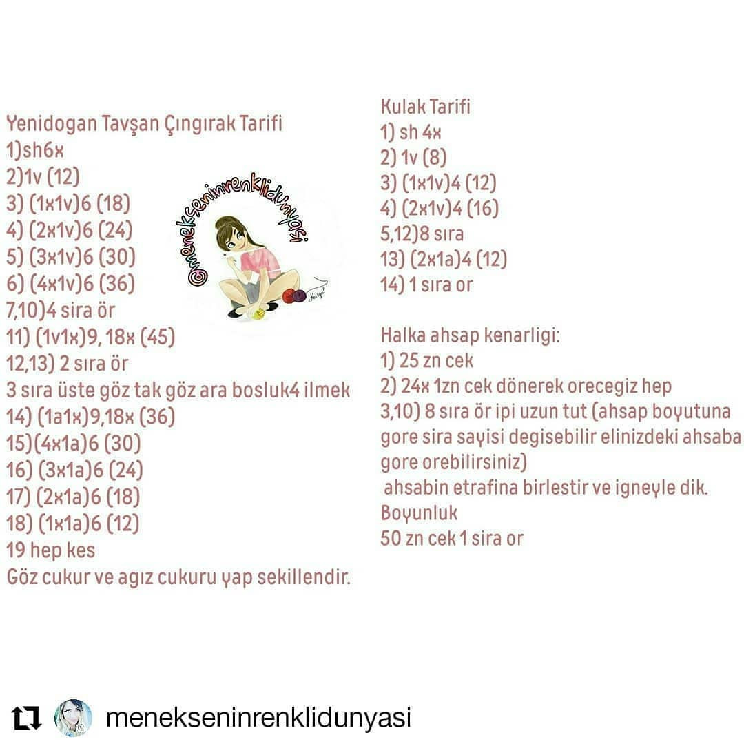 Ücretsiz sevimli tavşan tığ işi modeli