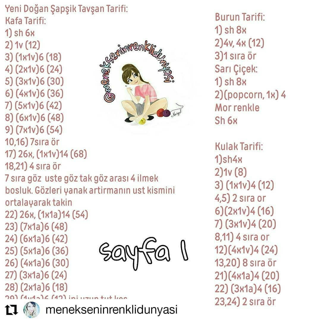 Ücretsiz sevimli tavşan tığ işi modeli
