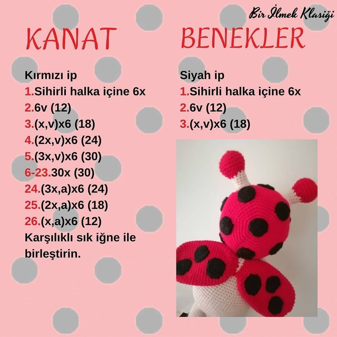 Ücretsiz Sevimli Uğur Böceği Amigurumi Tarifi
