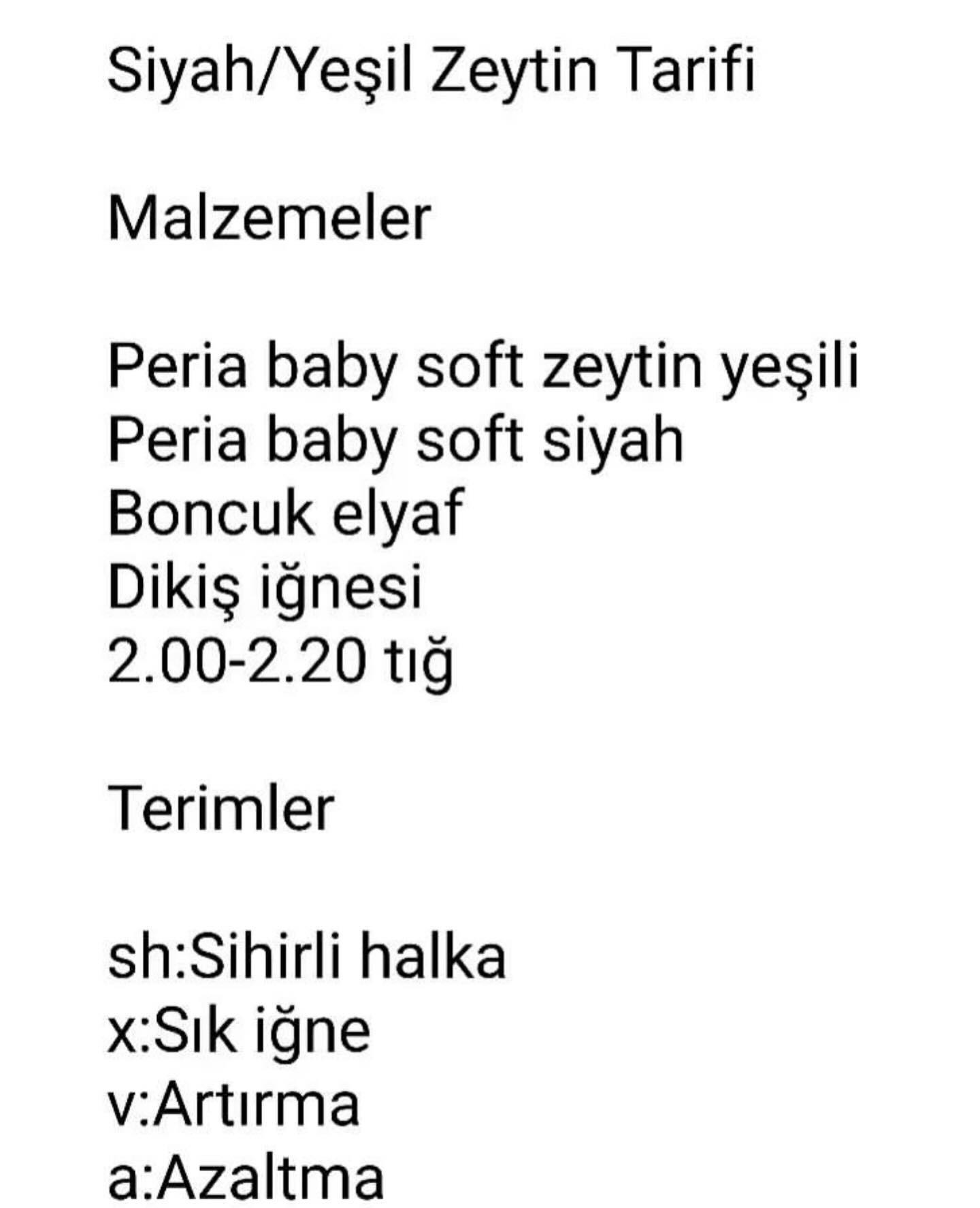 Ücretsiz Siyah/Yeşil Zeytin Tığ işi Tarifi