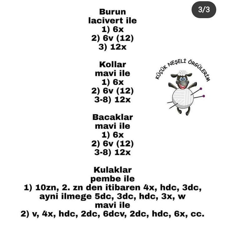 Ücretsiz Stitch Amigurumi Tığ İşi Tarifi