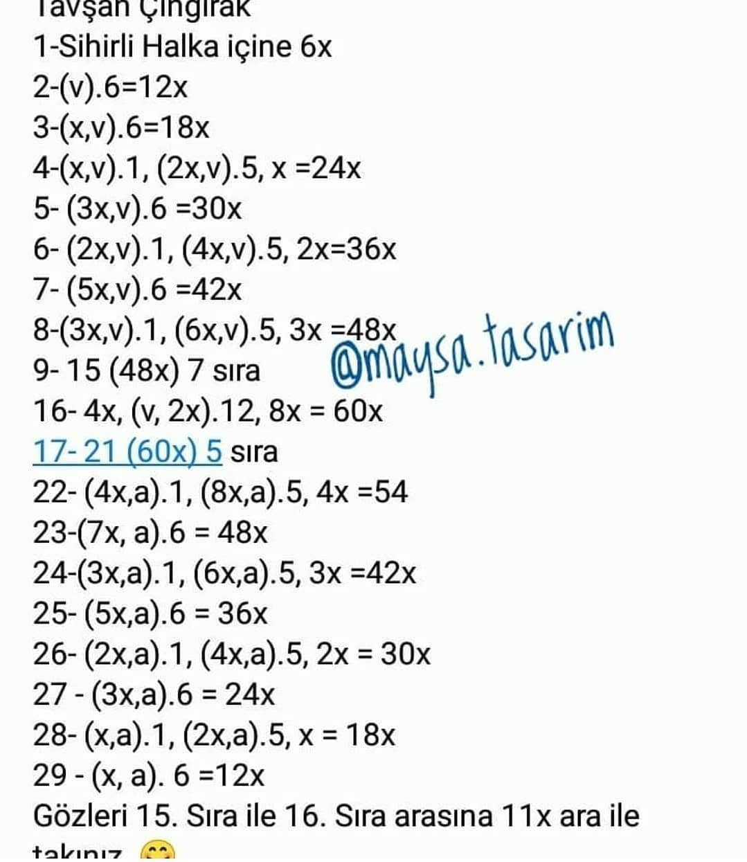 Ücretsiz Tavşan Bebek Zili Tığ İşi Tarifi